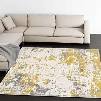 6' X 9' Gold Abstract Dhurrie Area Rug