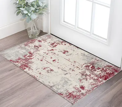 3' X 5' Red Abstract Dhurrie Area Rug