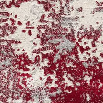 4' X 6' Red Abstract Dhurrie Area Rug