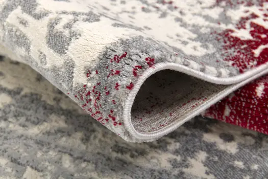 8' X 10' Red Abstract Dhurrie Area Rug