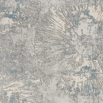 5' X 8' Blue Abstract Circular Motifs Area Rug