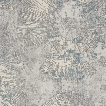 5' X 8' Blue Abstract Circular Motifs Area Rug