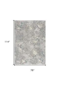 7' X 10' Blue Abstract Circular Motifs Area Rug