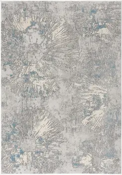 7' X 10' Blue Abstract Circular Motifs Area Rug