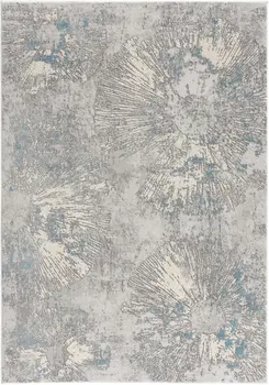 7' X 10' Blue Abstract Circular Motifs Area Rug