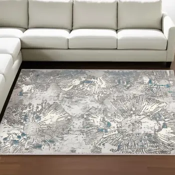 8' X 10' Blue Abstract Dhurrie Area Rug