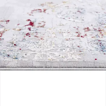 3' X 5' Gray And Beige Distressed Ornate Area Rug