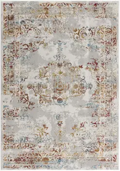 3' X 5' Gray And Beige Distressed Ornate Area Rug