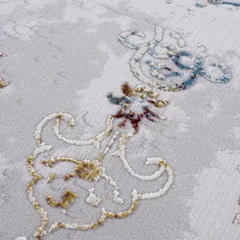 3' X 5' Gray And Beige Distressed Ornate Area Rug
