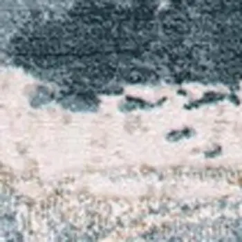 10' Blue And Ivory Abstract Dhurrie Runner Rug