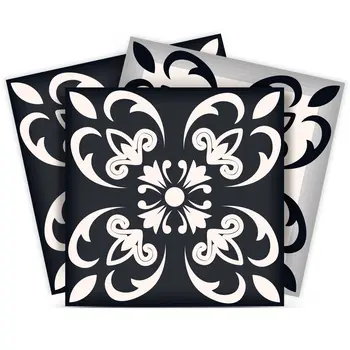 5" X 5" Black And White Quatro Peel And Stick Removable Tiles