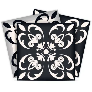 6" X 6" Black And White Quatro Peel And Stick Removable Tiles