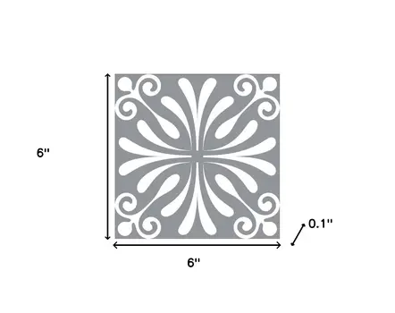 6" X 6" Gray And White Spire Peel And Stick Removable Tiles