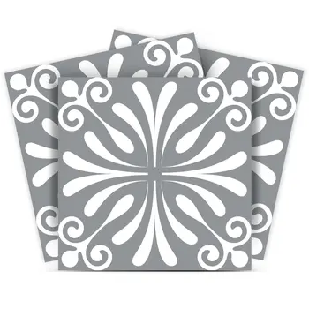 6" X 6" Gray And White Spire Peel And Stick Removable Tiles