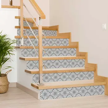 6" X 6" Gray And White Spire Peel And Stick Removable Tiles