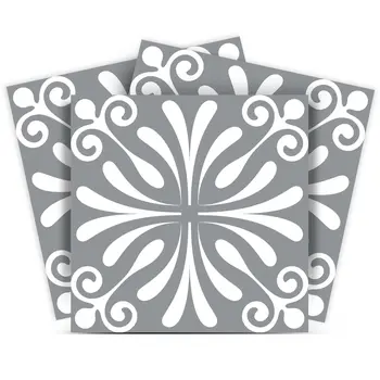 6" X 6" Gray And White Spire Peel And Stick Removable Tiles
