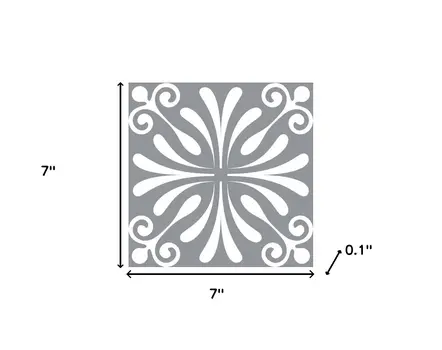 7" X 7" Gray And White Spire Peel And Stick Removable Tiles