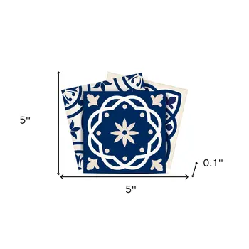 5" X 5" Midnight Blue And White Peel And Stick Removable Tiles