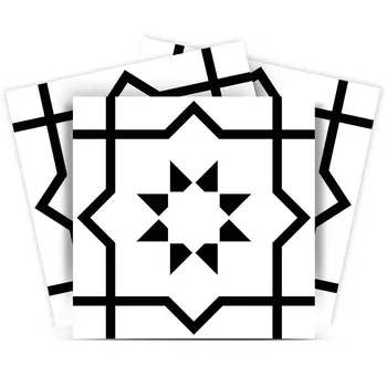 6" X 6" White And Black Sun Peel And Stick Removable Tiles