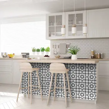 7" X 7" White And Black Sun Peel And Stick Removable Tiles