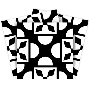 4" X 4" Black And White Coli Peel And Stick Tiles