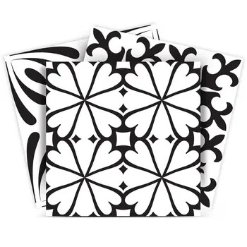 5" X 5" Black And White Mash Peel And Stick Removable Tiles