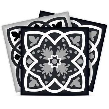 5" X 5" Black White And Gray Baz  Peel And Stick Removable Tiles