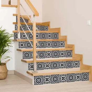 5" X 5" Black White And Gray Baz  Peel And Stick Removable Tiles
