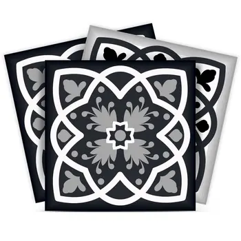 5" X 5" Black White And Gray Baz  Peel And Stick Removable Tiles