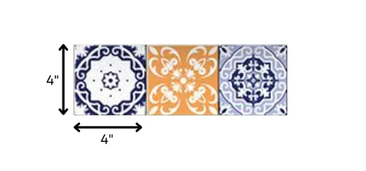 4" X 4" Yellow White And Blues Peel And Stick Removable Tiles