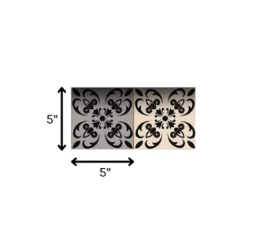 5" X 5" Light Grey And Cream Orchid Peel And Stick Removable Tiles