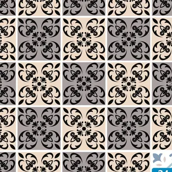 7" X 7" Light Grey And Cream Orchid Peel And Stick Removable Tiles