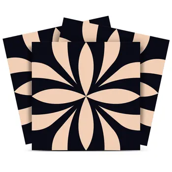 8" X 8" Intertwined Black And Cream Peel And Stick Removable Tiles