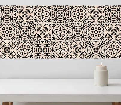 4" X 4" Cream And Black Mosaic Peel And Stick Removable Tiles