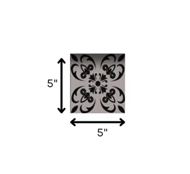 5" X 5" Black And White Orchid Peel And Stick Removable Tiles