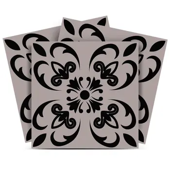 5" X 5" Black And White Orchid Peel And Stick Removable Tiles
