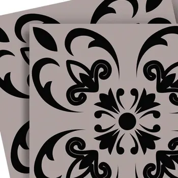 8" X 8" Black And White Orchid Peel And Stick Removable Tiles