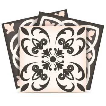 7" X 7" Charcoal And White Mosaic Peel And Stick Removable Tiles