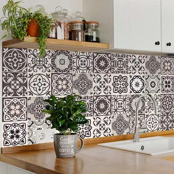 5" X 5" Light Brown And White Mosaic Peel And Stick Removable Tiles