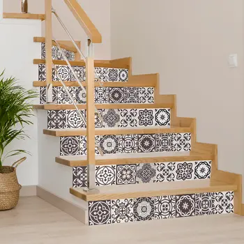 6" X 6" Light Brown And White Mosaic Peel And Stick Removable Tiles