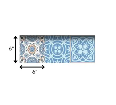 6" X 6" Ocean Blue Mosaic Peel And Stick Removable Tiles
