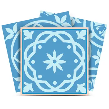 7" X 7" Ocean Blue Mosaic Peel And Stick Removable Tiles