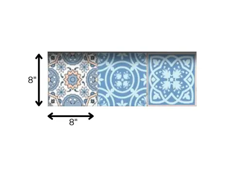 8" X 8" Ocean Blue Mosaic Peel And Stick Removable Tiles