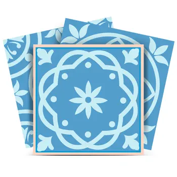8" X 8" Ocean Blue Mosaic Peel And Stick Removable Tiles