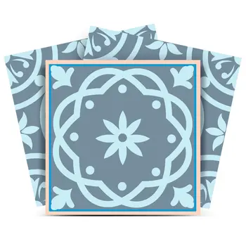 6" X 6" Baby Blue And Peach Mosaic Peel And Stick Removable Tiles