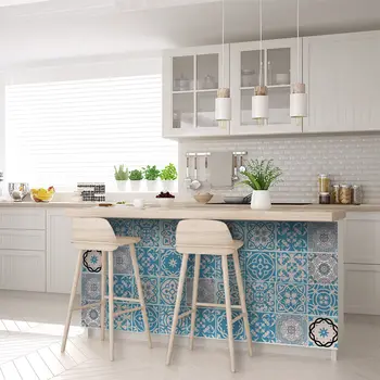 5" X 5" Sky Blue Mosaic Peel And Stick Removable Tiles