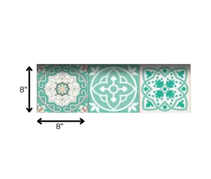 8" X 8" Aquamarine Mosaic Peel And Stick Removable Tiles