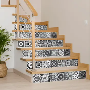 6" X 6" Shades Of Black Mosaic Peel And Stick Removable Tiles