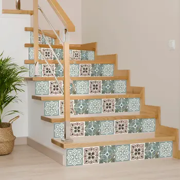 6" X 6" Vintage Sage Mosaic Peel And Stick Removable Tiles