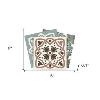 6" X 6" Vintage Sage Mosaic Peel And Stick Removable Tiles